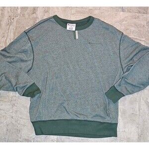 Mens XL Champion Sweatshirt Sweater Green Embroidered Logo Chest + Sleeve Crew